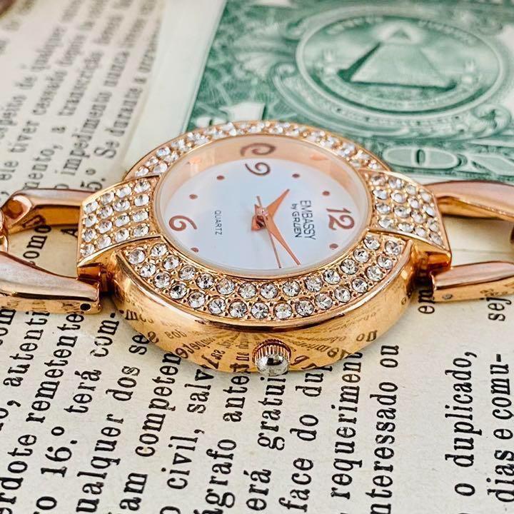 Gruen Analog Quartz Women 高級時計グリュエン Embassy By デイト Watch