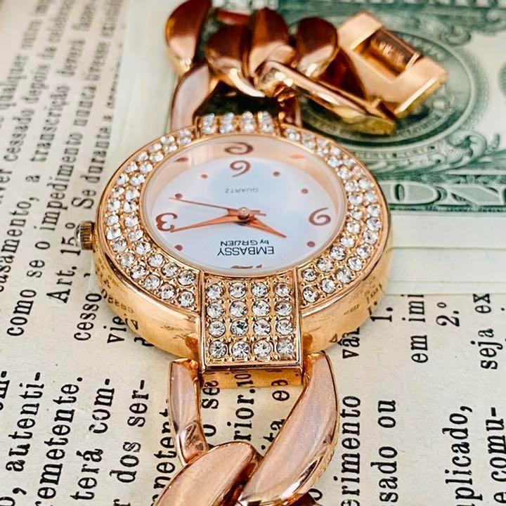 Gruen Analog Quartz Women 高級時計グリュエン Embassy By デイト Watch