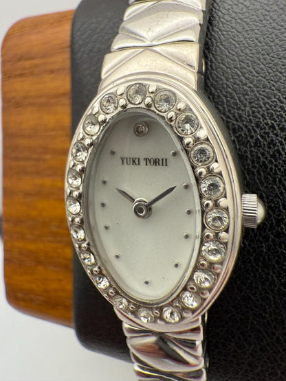 Yuki Torii Women's Jewelry Wristwatch 17mm Silver Tone Oval Case