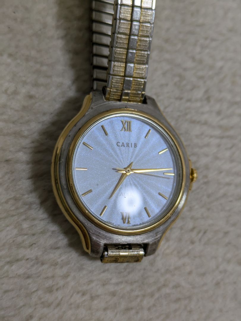 Carib Analog Quartz Men カリブ アナログwatch シルバー ゴールド