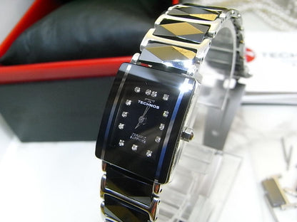 TECHNOS Analog Quartz Women Women Ceramic Diamond Index Watch Women'S
