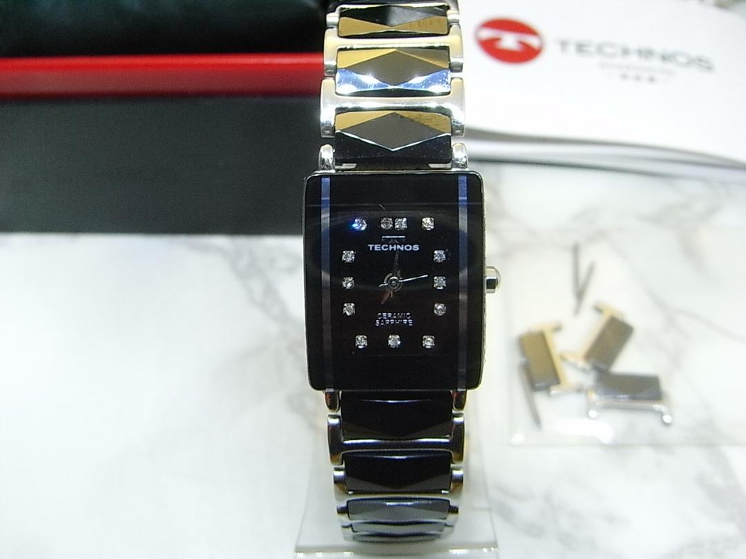 TECHNOS Analog Quartz Women Women Ceramic Diamond Index Watch Women'S