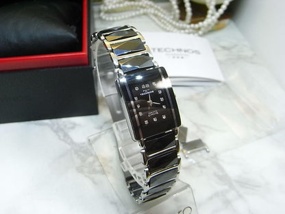 TECHNOS Analog Quartz Women Women Ceramic Diamond Index Watch Women'S
