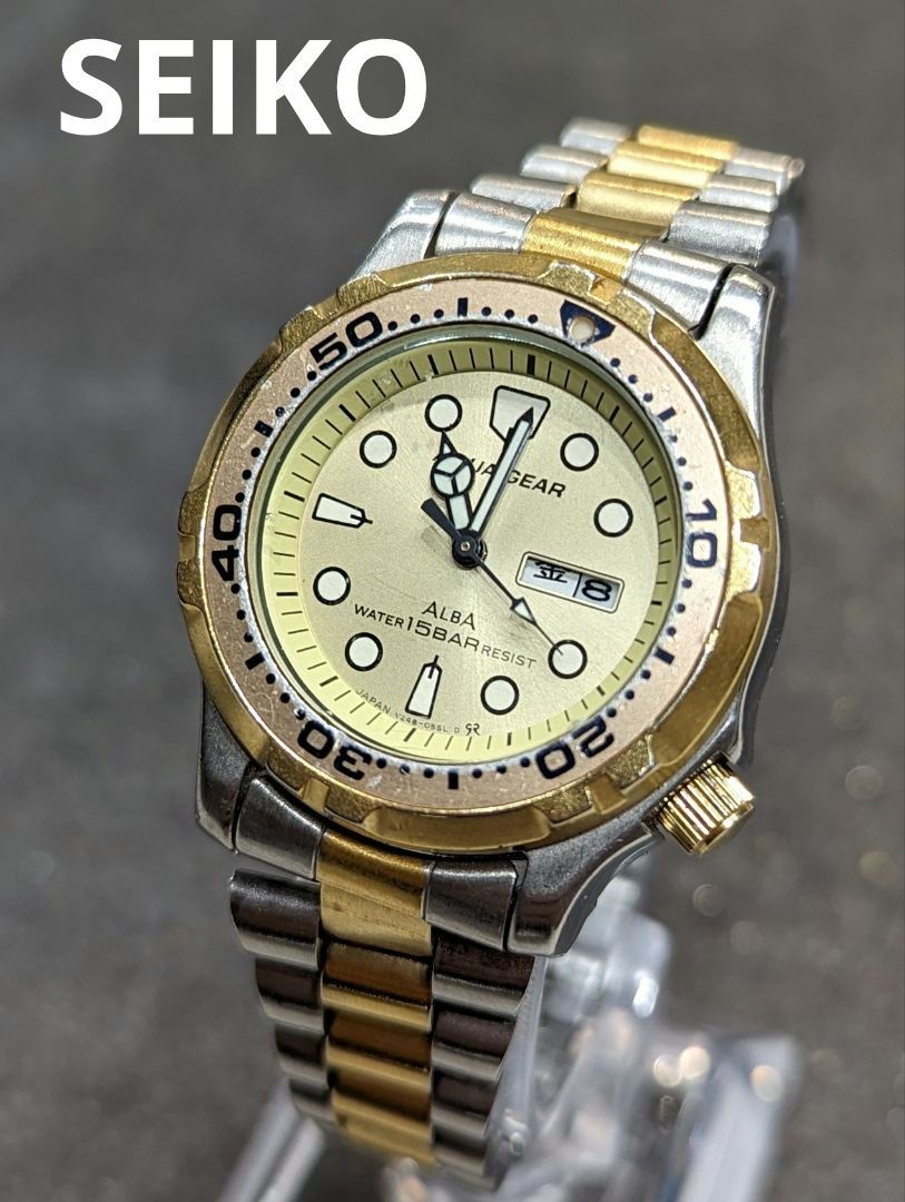 Seiko Alba Aqua Gear Analog Quartz Women Watch Diving Battery Replaced