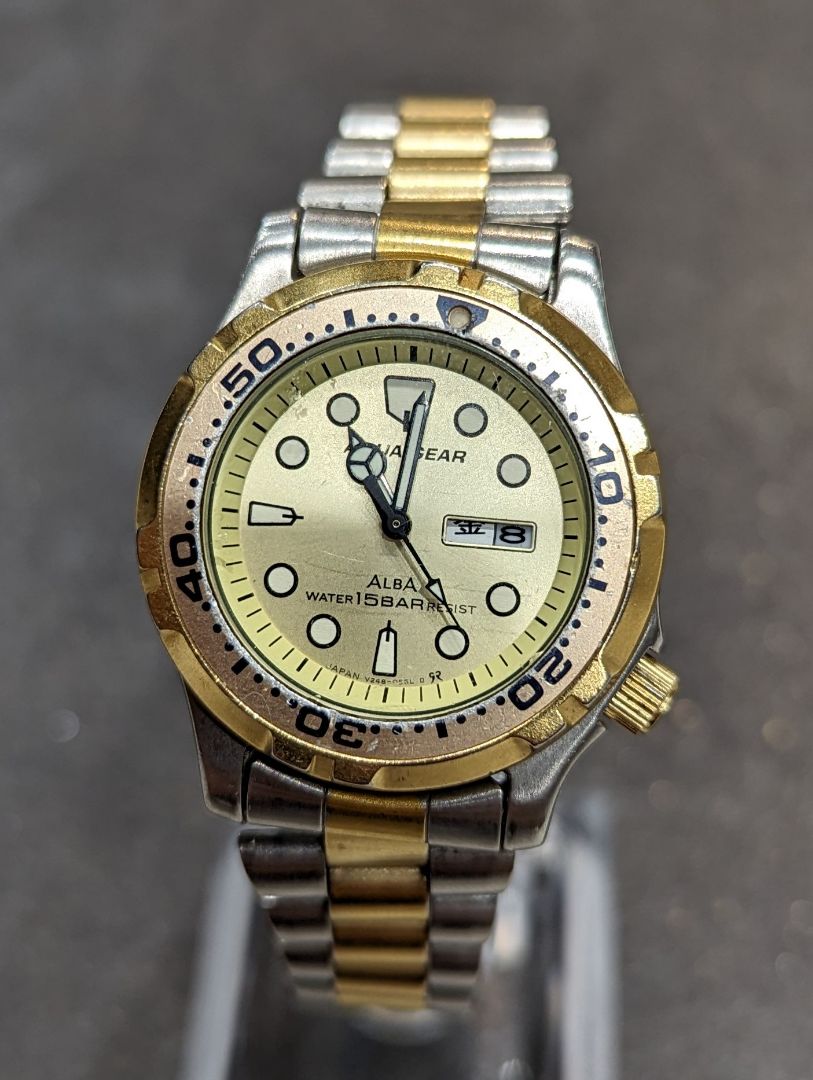 Seiko Alba Aqua Gear Analog Quartz Women Watch Diving Battery Replaced