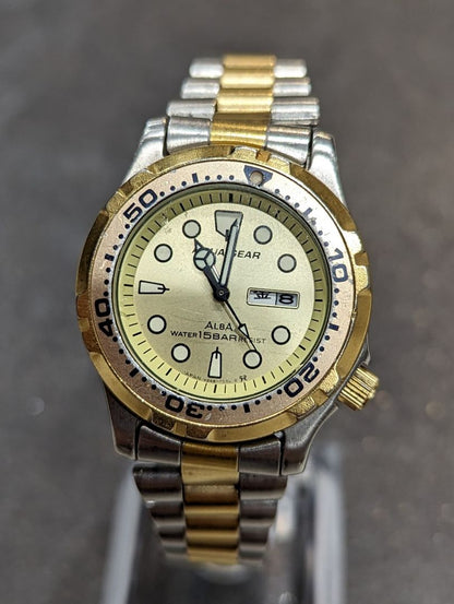 Seiko Alba Aqua Gear Analog Quartz Women Watch Diving Battery Replaced