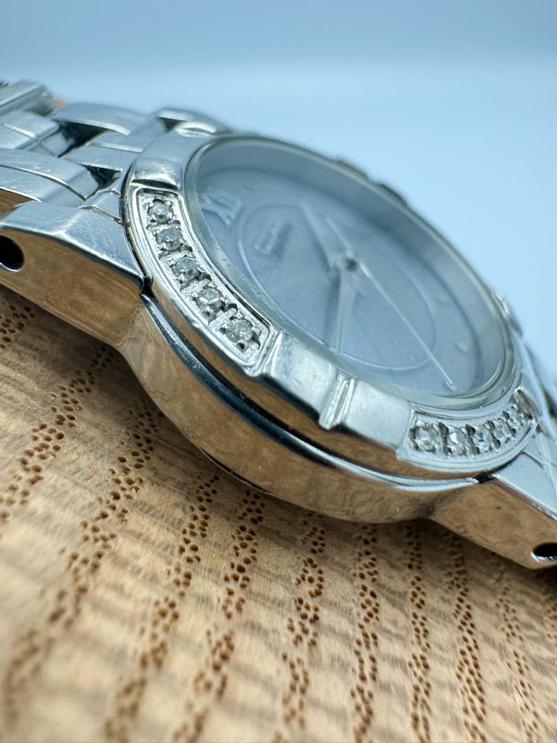 Citizen Eco-Drive E031-S032241 Analog Quartz (Solar Powered) Women Vtg. Crystal Bezel Gray Dial Ladies Watch Working