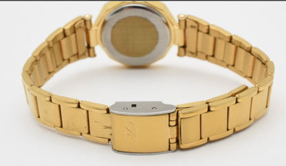 Carmen-di Analog Quartz Women Navy Cut Glass Gold Tone Watch Women'S Excellent Condition