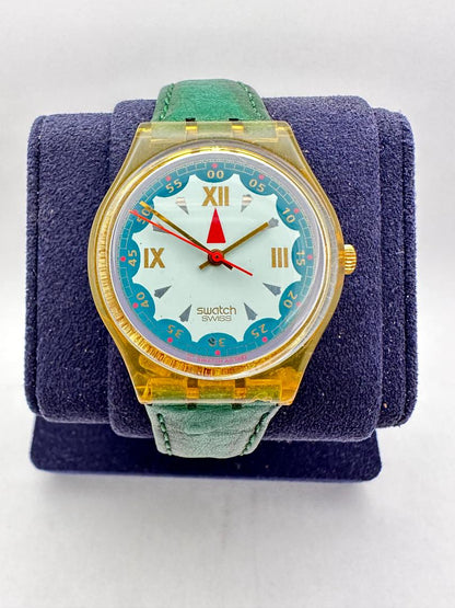 Swatch Swiss 587 Analog Quartz Men Men'S Wristwatch 34Mm Green Strap Made