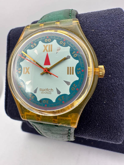 Swatch Swiss 587 Analog Quartz Men Men'S Wristwatch 34Mm Green Strap Made