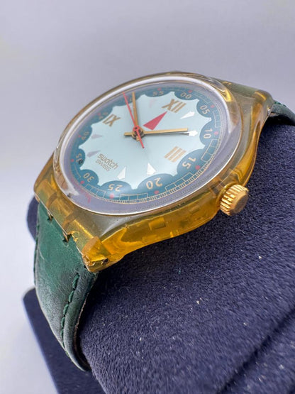 Swatch Swiss 587 Analog Quartz Men Men'S Wristwatch 34Mm Green Strap Made