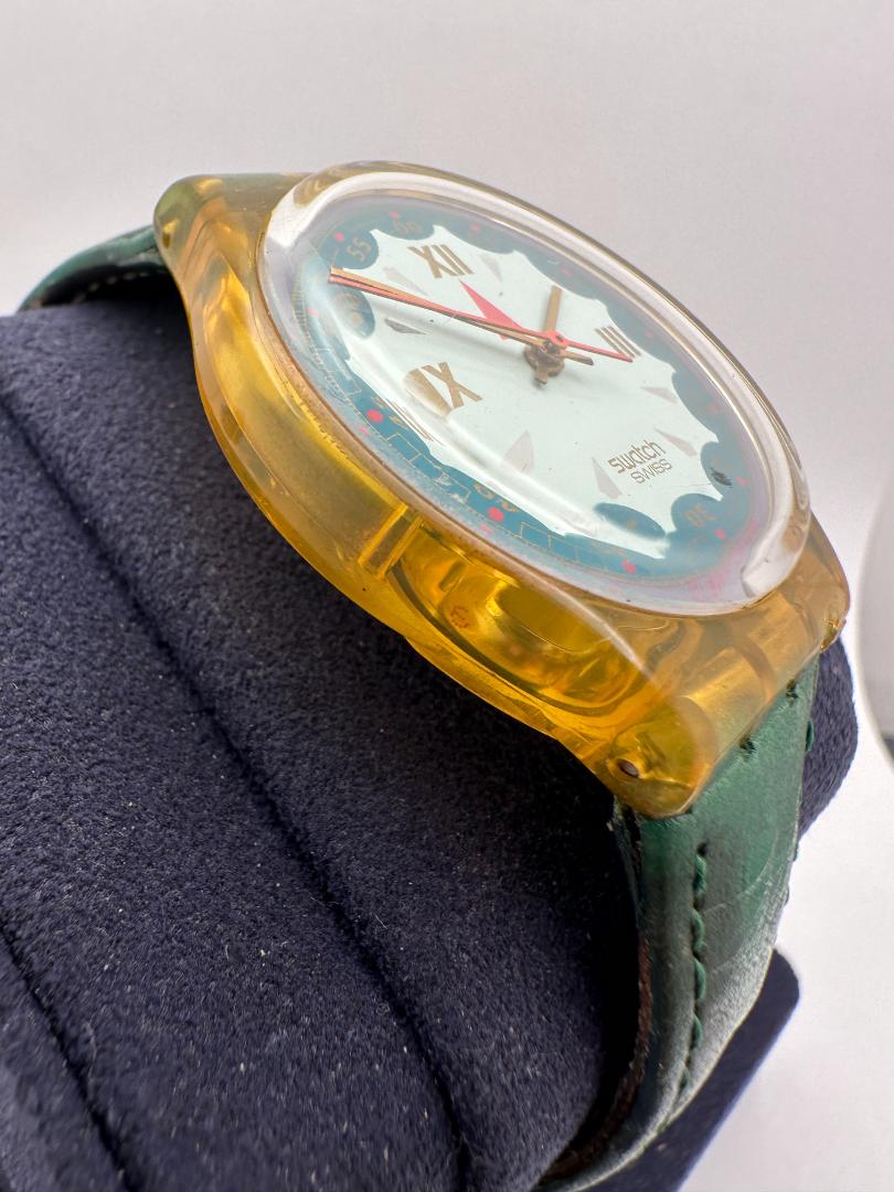 Swatch Swiss 587 Analog Quartz Men Men'S Wristwatch 34Mm Green Strap Made