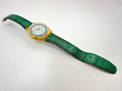 Swatch Swiss 587 Analog Quartz Men Men'S Wristwatch 34Mm Green Strap Made