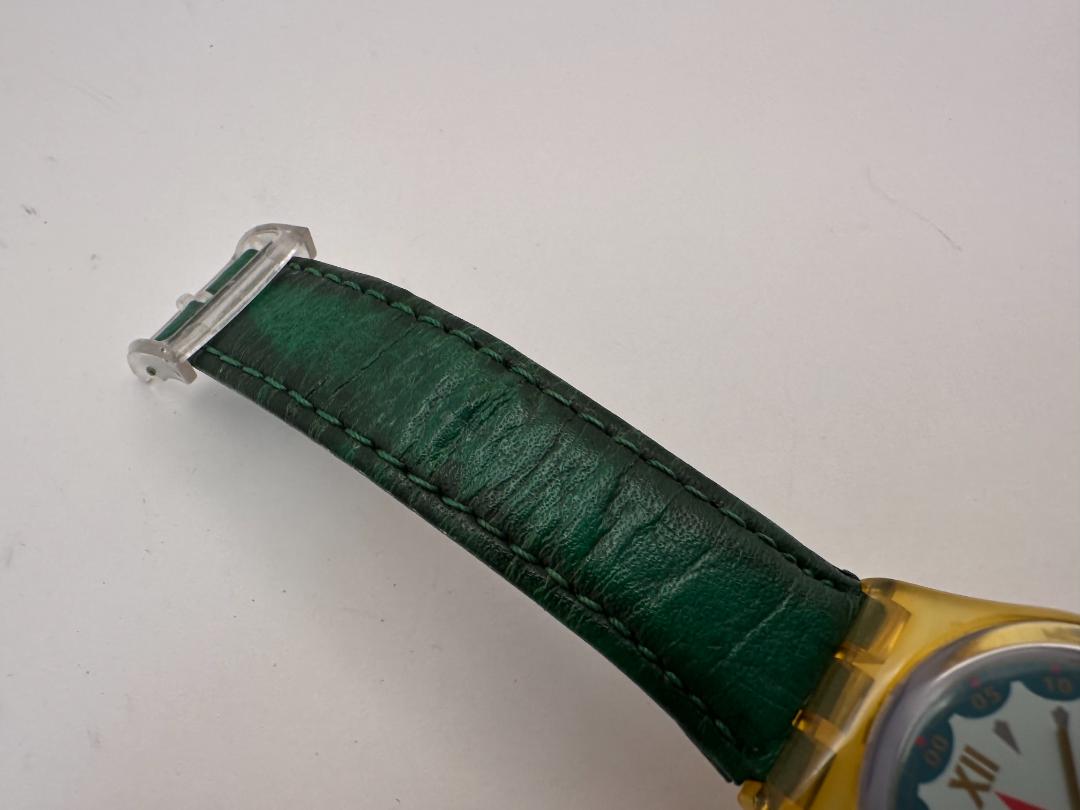 Swatch Swiss 587 Analog Quartz Men Men'S Wristwatch 34Mm Green Strap Made