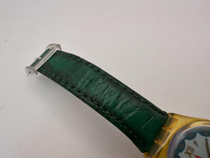 Swatch Swiss 587 Analog Quartz Men Men'S Wristwatch 34Mm Green Strap Made