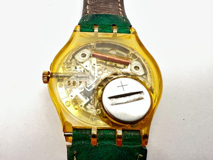 Swatch Swiss 587 Analog Quartz Men Men'S Wristwatch 34Mm Green Strap Made