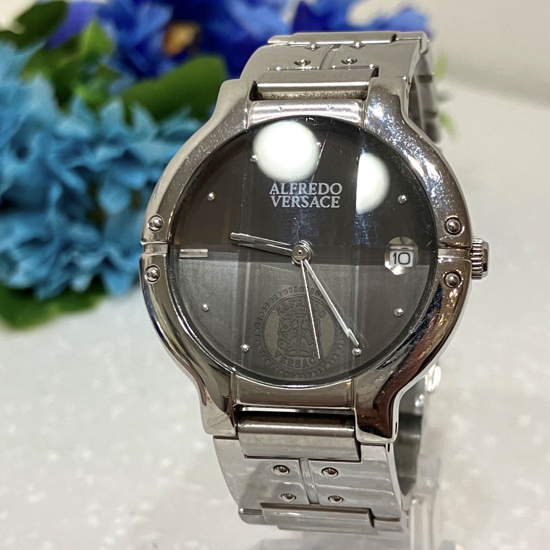 Alfredo Versace Analog Quartz Men Cut Glass Watch Silver Tone