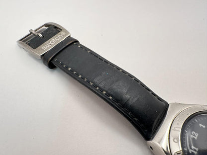 Swatch Day-Date Analog Quartz Men Men'S Wristwatch 37Mm Stainless Steel Black Dial