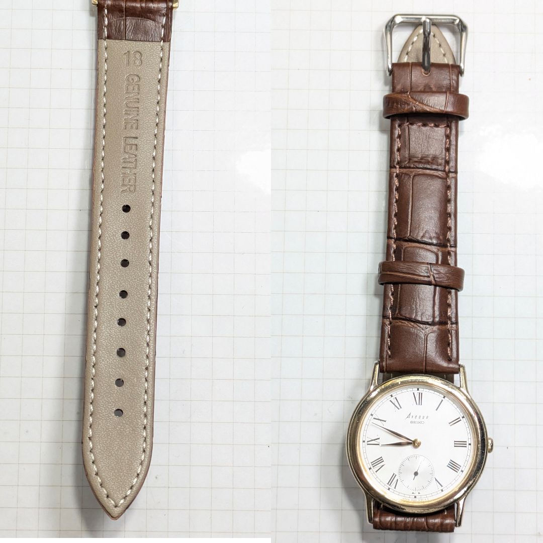 Seiko Avenue Analog Quartz Men Small Seconds Battery & Band Replaced Working Item