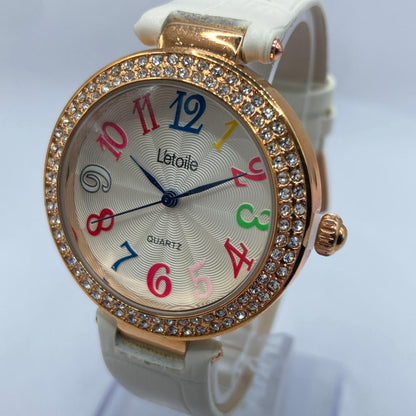 Letoile Analog Quartz Women Watch Rhinestone Bezel