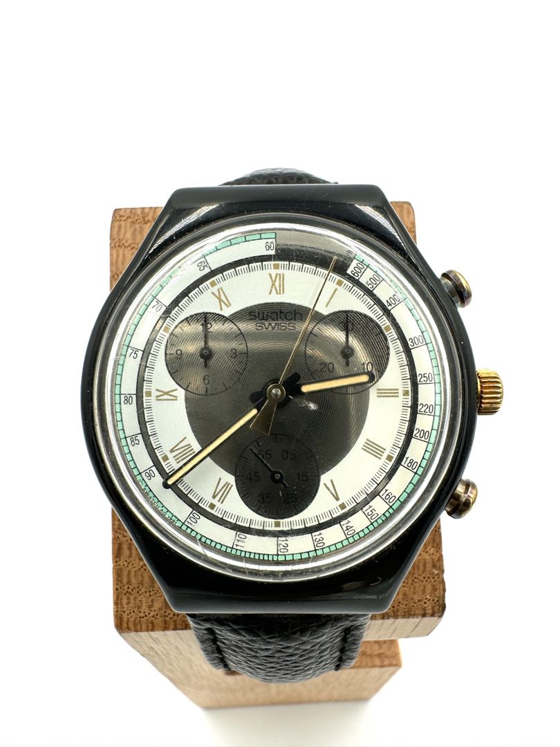 Swatch Colossal 305 Analog Quartz Unisex Adults Vintage Wristwatch 37Mm Black Dial Swiss Made