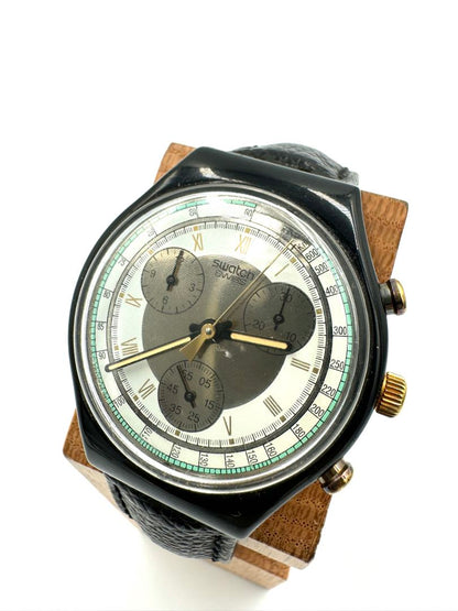 Swatch Colossal 305 Analog Quartz Unisex Adults Vintage Wristwatch 37Mm Black Dial Swiss Made