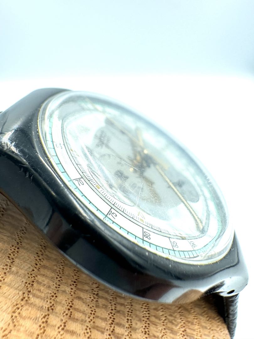 Swatch Colossal 305 Analog Quartz Unisex Adults Vintage Wristwatch 37Mm Black Dial Swiss Made