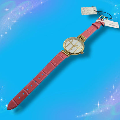 Mockberg Analog Quartz Women X Tsugumi Watarai Collaboration Watch Pink Strap Excellent Condition