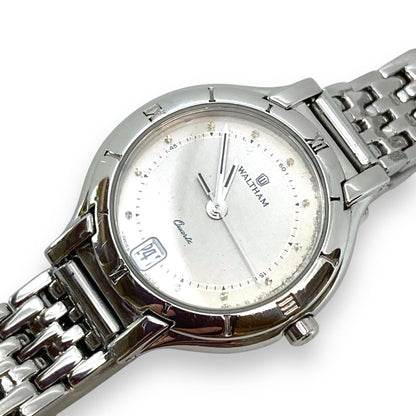 Waltham Analog Quartz Women Women Watch Silver Round 3-Hand Date Excellent Condition