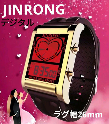 Jinrong Digital Quartz Men 金栄 未使用品 Watch ラグ幅26Mm