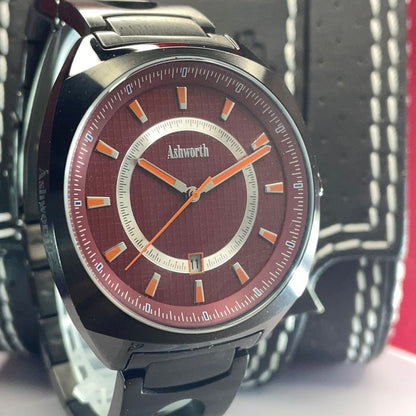 Ashworth Analog Quartz Men Watch Battery Replaced Ss Strap With Box