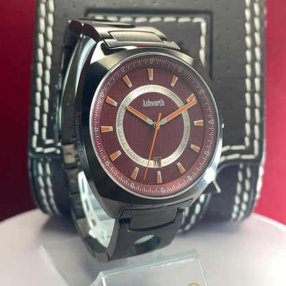 Ashworth Analog Quartz Men Watch Battery Replaced Ss Strap With Box