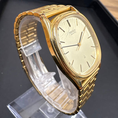 Seiko 5931-5500 Analog Quartz Men Rare Non-Running Ss Gp Qz Champagne Dial