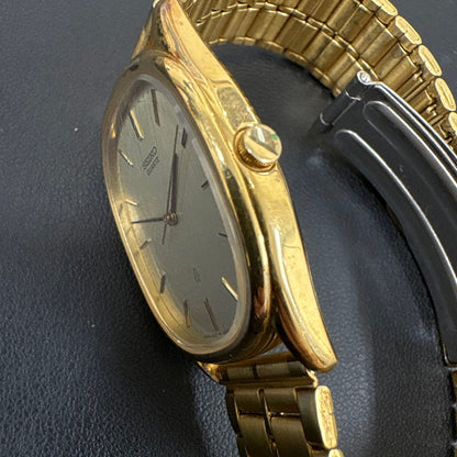 Seiko 5931-5500 Analog Quartz Men Rare Non-Running Ss Gp Qz Champagne Dial