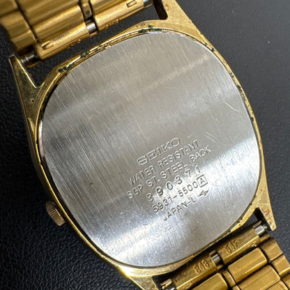 Seiko 5931-5500 Analog Quartz Men Rare Non-Running Ss Gp Qz Champagne Dial
