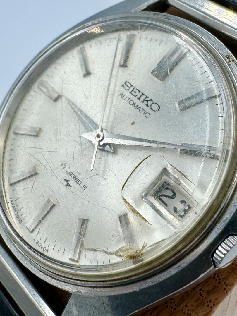 Seiko Automatic 7005-8000 Analog Mechanical (Automatic) Unisex Adults Vintage 17 Jewels Silver Dial Date Men'S Watch Japan