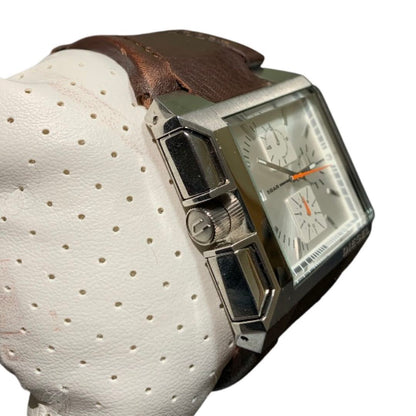 Diesel DZ-4174 Analog Quartz Men Men'S Wristwatch , Silver Dial, Brown Leather Strap, Boxed