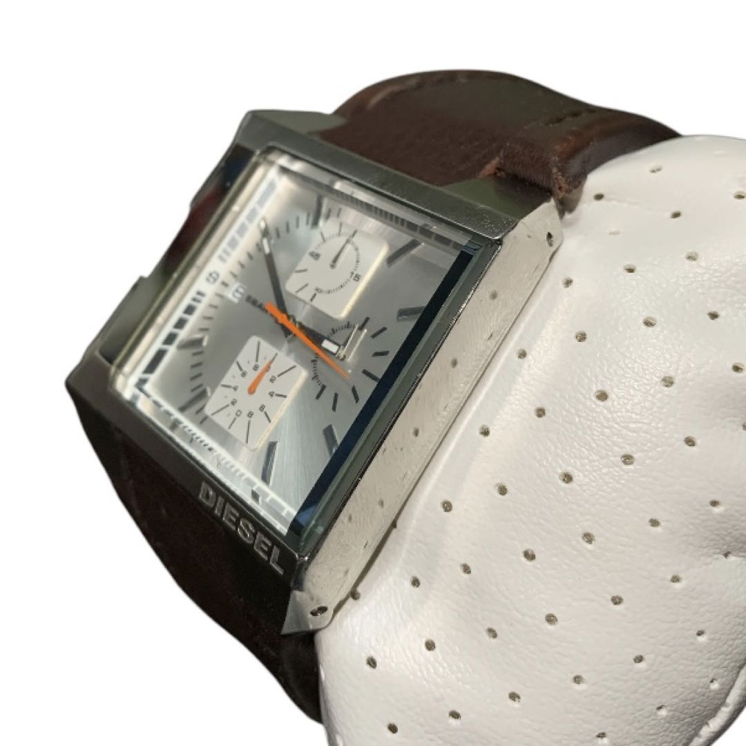 Diesel DZ-4174 Analog Quartz Men Men'S Wristwatch , Silver Dial, Brown Leather Strap, Boxed