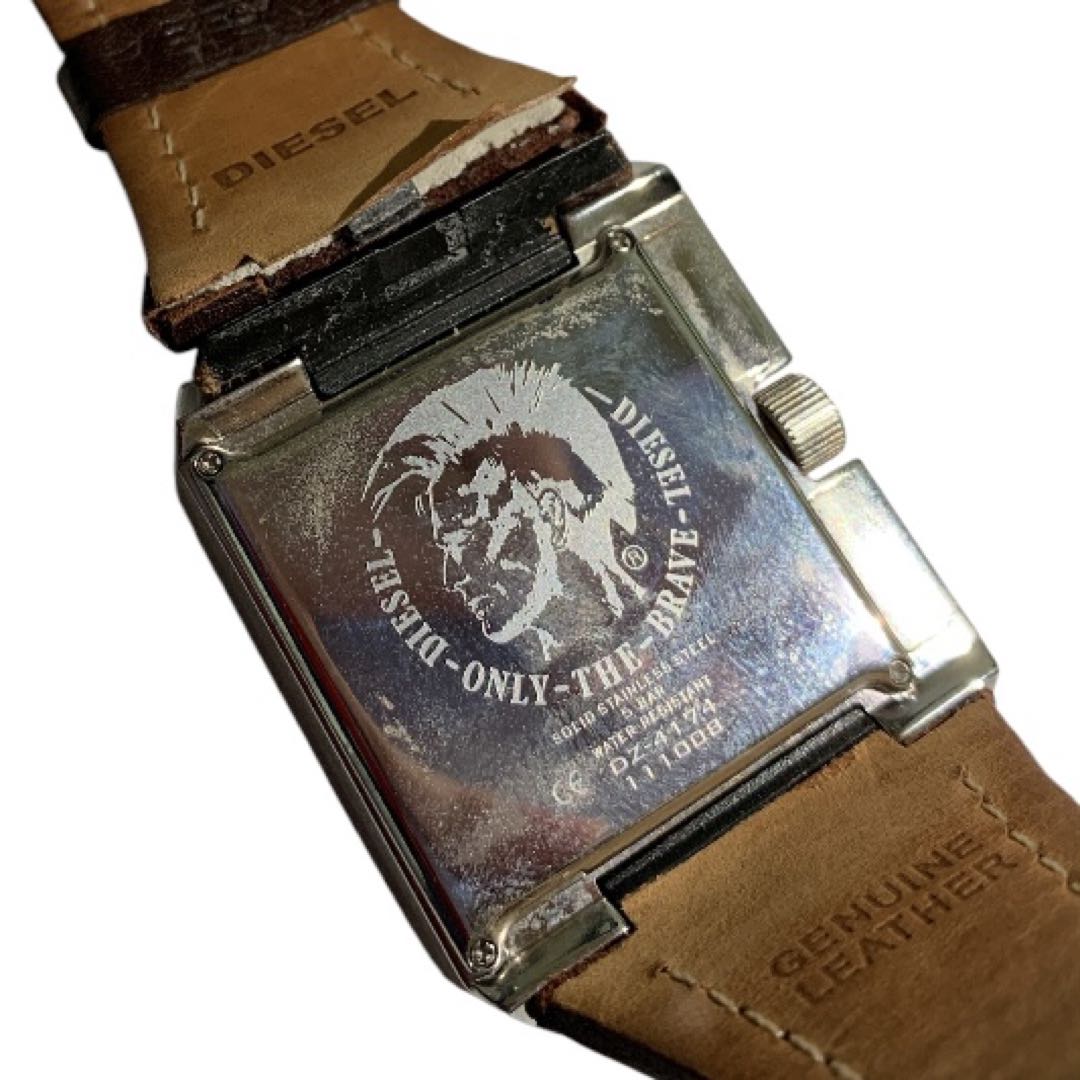 Diesel DZ-4174 Analog Quartz Men Men'S Wristwatch , Silver Dial, Brown Leather Strap, Boxed