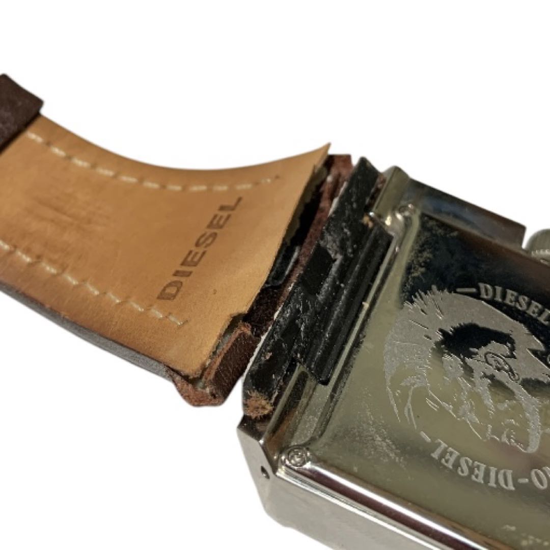 Diesel DZ-4174 Analog Quartz Men Men'S Wristwatch , Silver Dial, Brown Leather Strap, Boxed