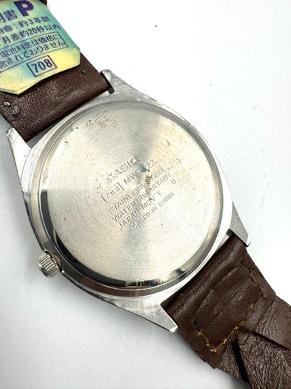 Casio MV-122-3B MV-122 Analog Quartz Unisex Adults Watch 34Mm Green Dial Brown Leather Strap