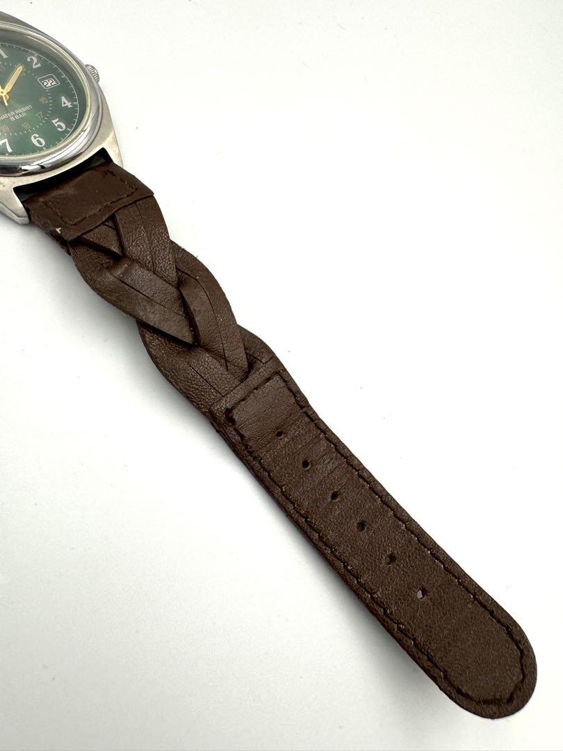 Casio MV-122-3B MV-122 Analog Quartz Unisex Adults Watch 34Mm Green Dial Brown Leather Strap