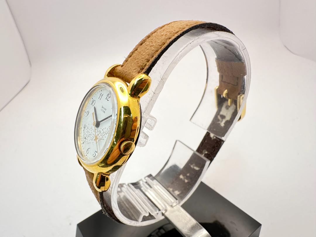 Citizen Secret Analog Quartz Women Ladies Wristwatch Model 27Mm Gold Case With Leather Strap