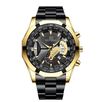 Bougaret Analog Quartz Men ブガレ 未使用品 Chronograph Watch ラグジュアリー 黒ゴールド