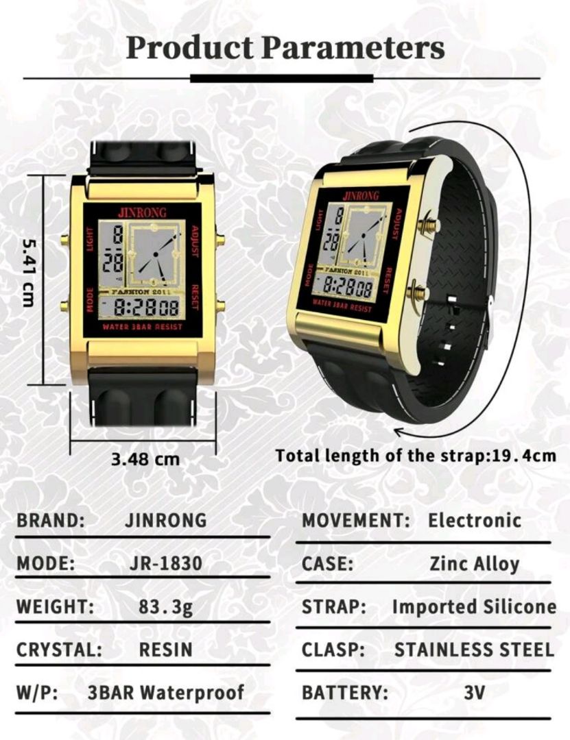 Jinrong Digital Quartz Men 金栄 未使用品 ラグ幅26Mm