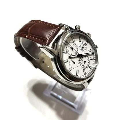 Gold Pfeil Analog Quartz Men Chronograph Small Seconds Watch Day-Date