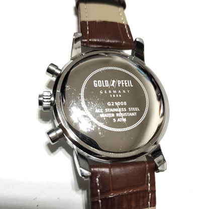 Gold Pfeil Analog Quartz Men Chronograph Small Seconds Watch Day-Date