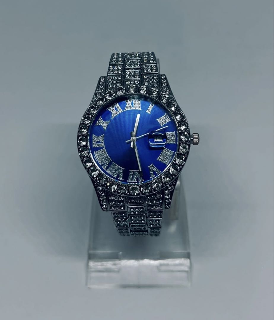 Bling Analog Quartz Men ケバケバ 限定sale ブリンブリン時計＆ジュエリー豪華3点set