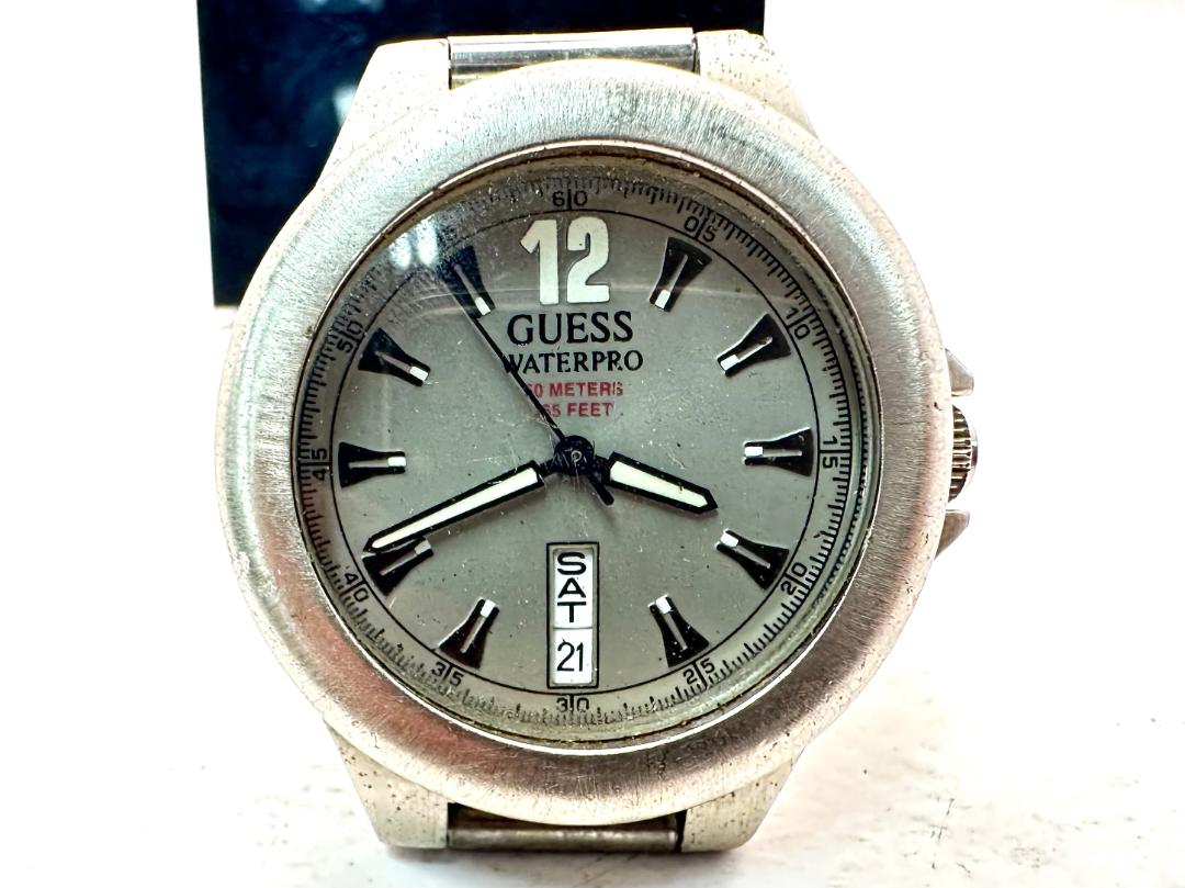 Guess Waterpro GU2332 Analog Quartz Men Men'S Wristwatch Gray Dial Day-Date 39Mm Stainless Steel