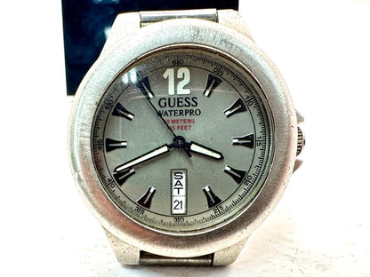 Guess Waterpro GU2332 Analog Quartz Men Men'S Wristwatch Gray Dial Day-Date 39Mm Stainless Steel